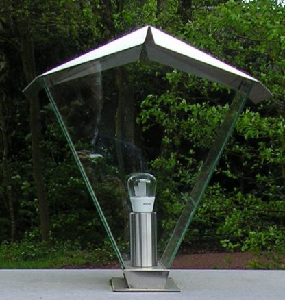 Standalone 2 Rvs/glas design lamp