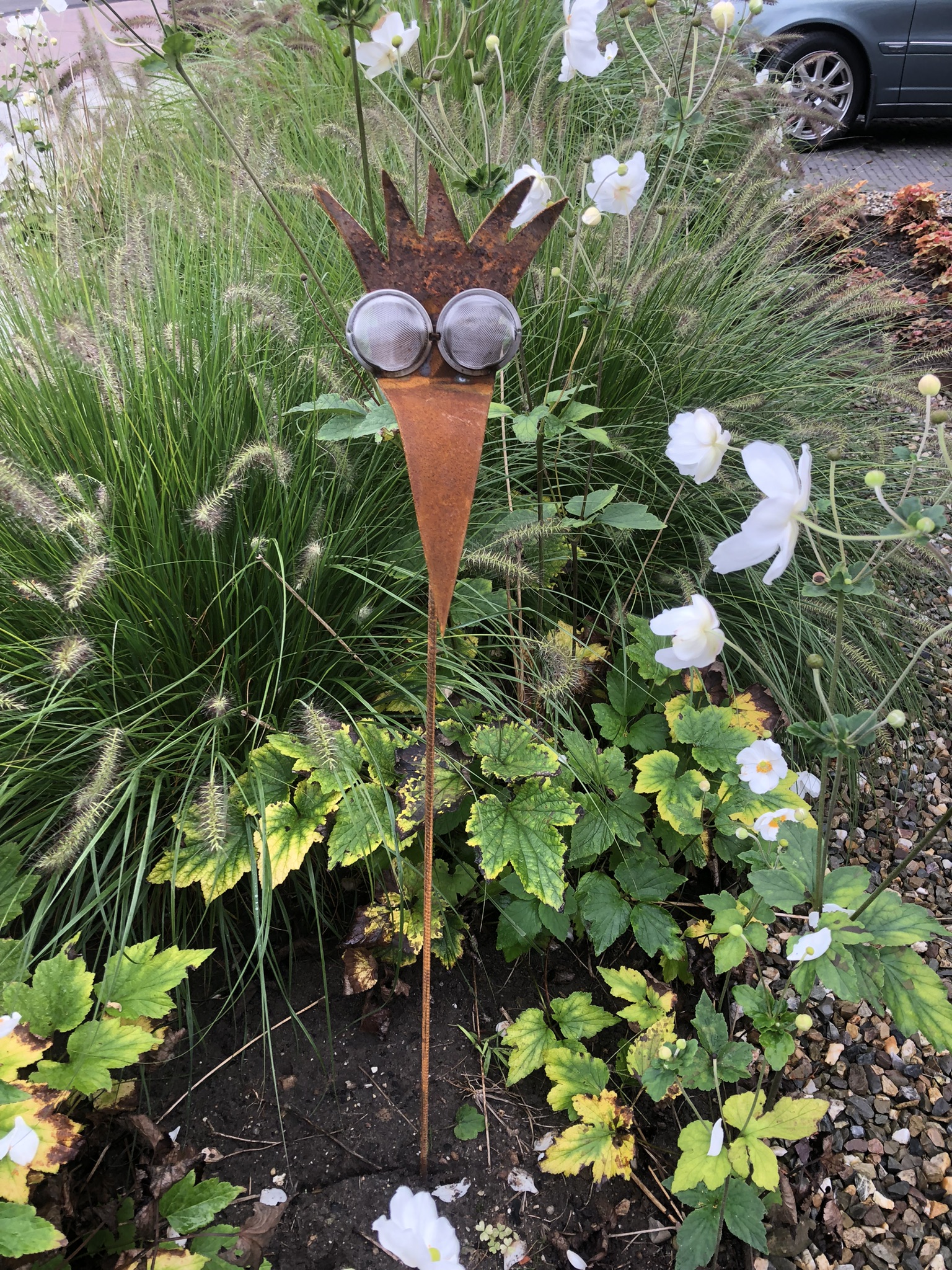 Cortenstaal tuin/ terras prikker Uil - Afbeelding 2